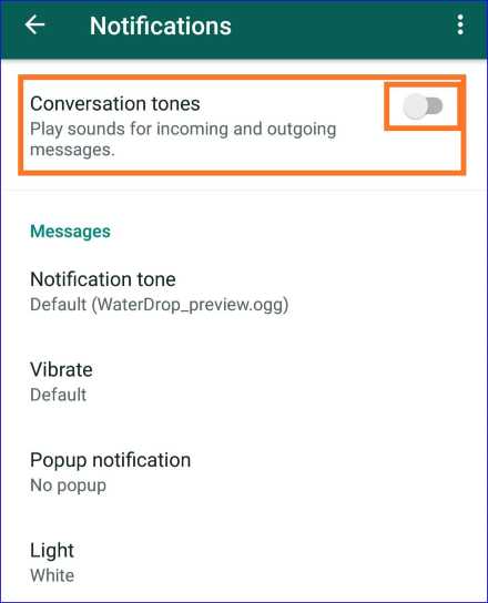 How do I turn off WhatsApp conversation tones