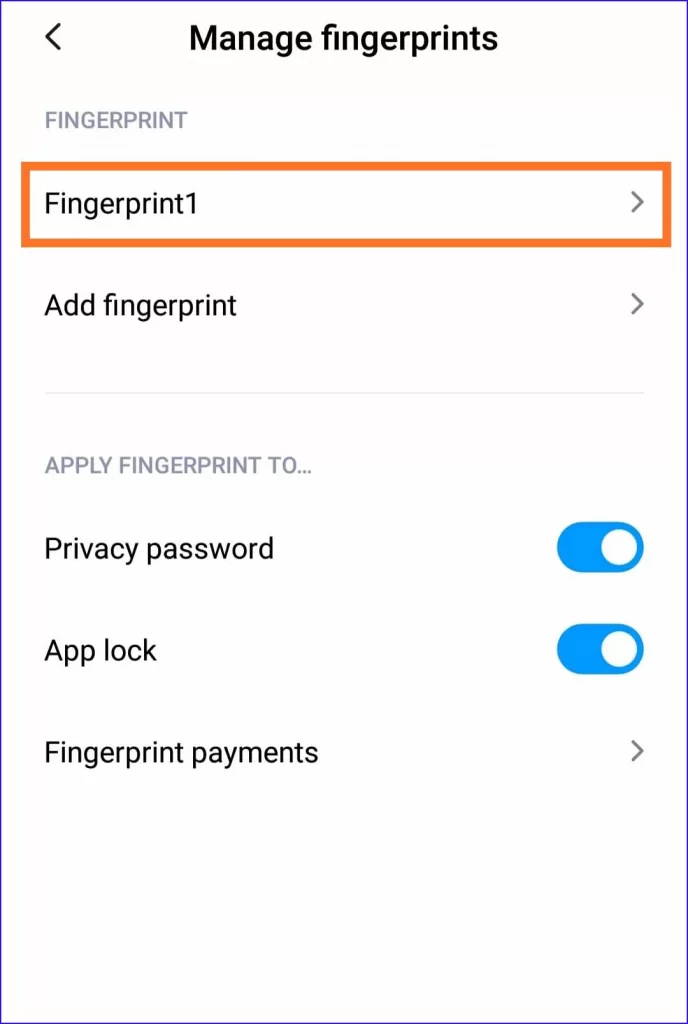 manage Fingerprint 