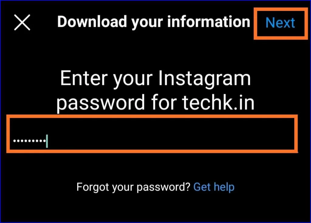Enter your Instagram password