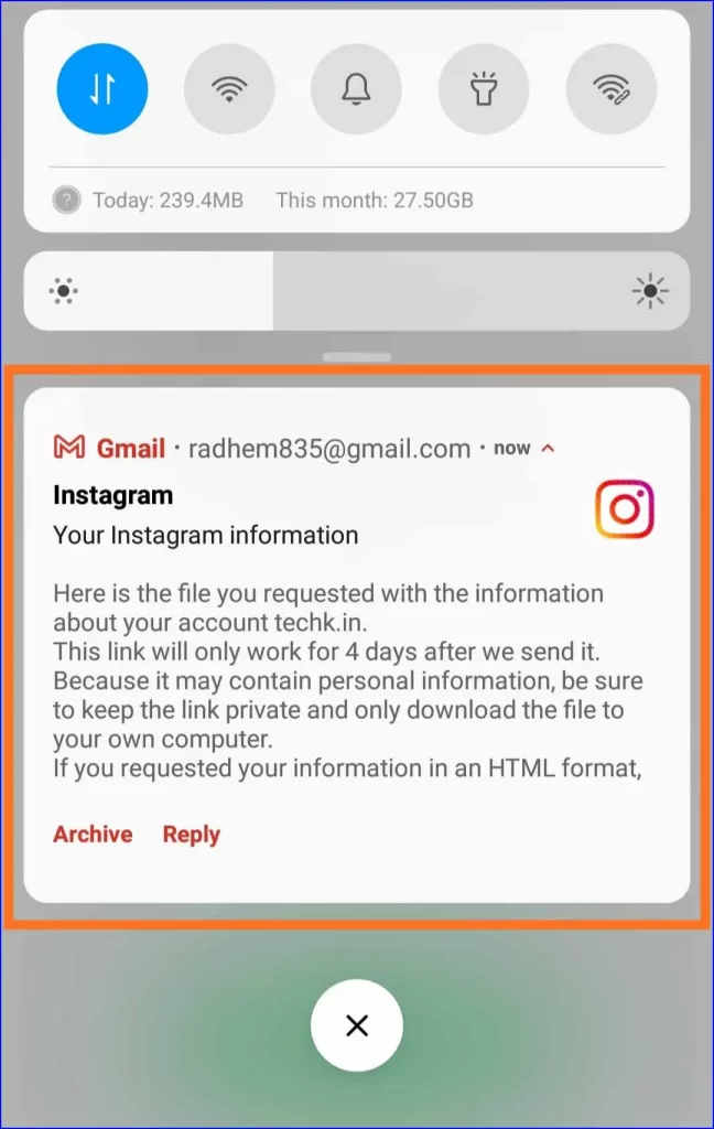 recive a mail from Instagram