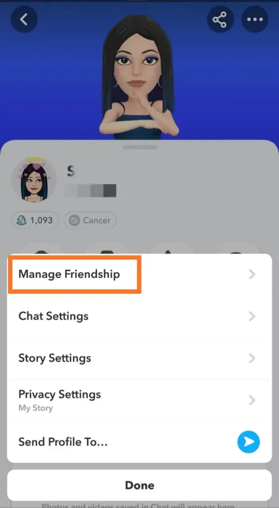 manage snapchat friendship