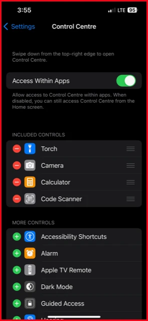 How to add screen record on iPhone: controle center